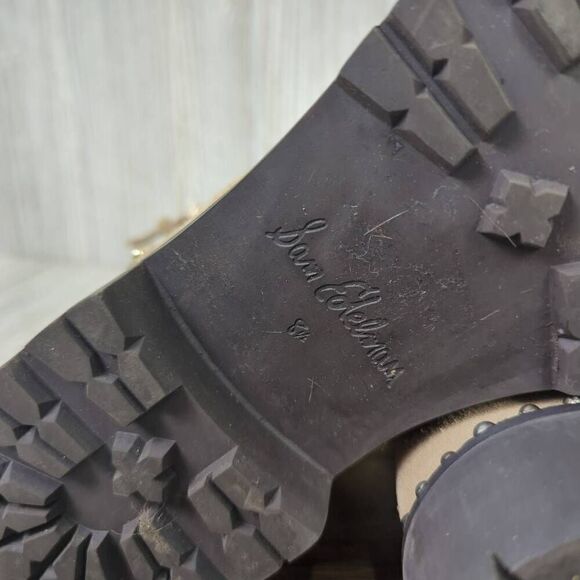 Sam Edelman Womens 8.5 Jennifer Boots Studded Combat Tan Suede Zip Ankle - Picture 9 of 12